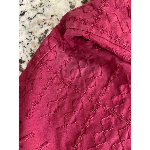 Van Heusen Womens Medium Collard Shirt Red Long Sleeve Floral Button-Down - Picture 11 of 11